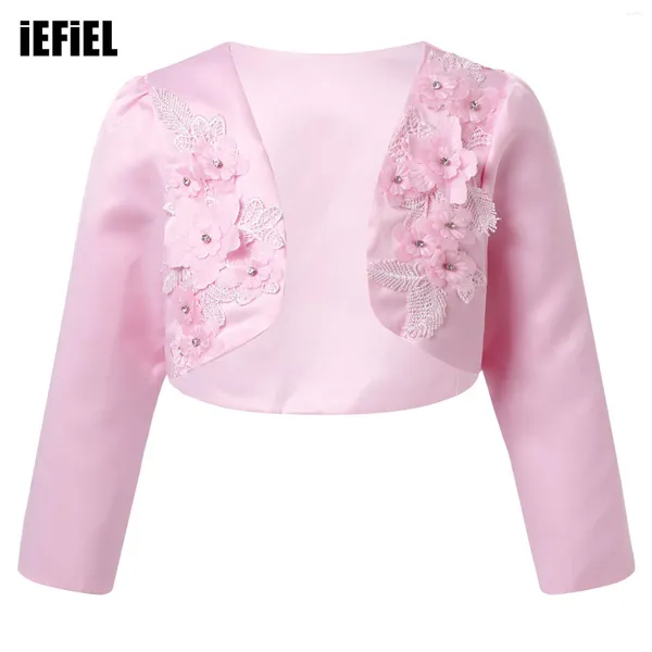 Jacken Kinder Mädchen bestickte Blumen Diamanten abgeschnitten Top Mantel Poncho Capelet Wrap für Jäten Kleid Prinzessin Party