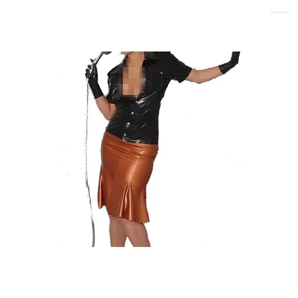 BHs Sets Latex Gummi Gummi Mode Mantel und Rock Uniform Overall Anzug Größe XXS-XXL