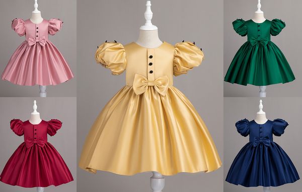 Bellezza Verde Vino Blu Rosa Giallo Gioiello Abiti da compleanno/festa per ragazze Abiti da spettacolo per ragazze Abiti da cerimonia per ragazze Gonne per tutti i giorni Abbigliamento per bambini SZ 2-10 D401119