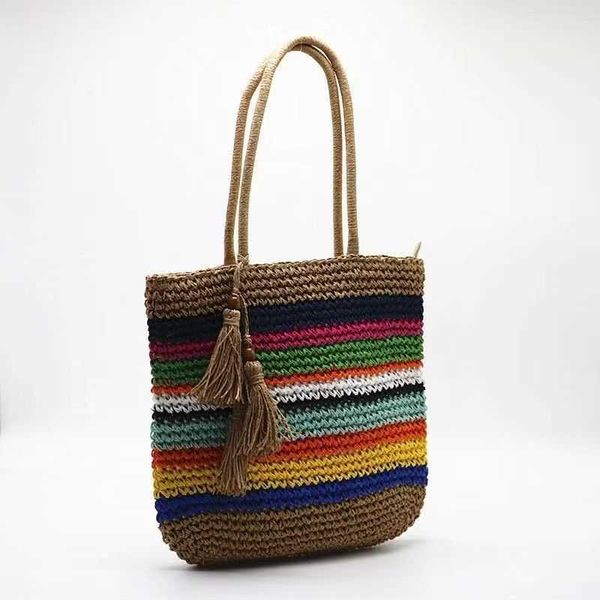 Netztasche aus rotem Papier und Gras, tragbar, hohe Kapazität, 3D-Blumen-Tragetasche, einschultrige Damen-Strandtasche