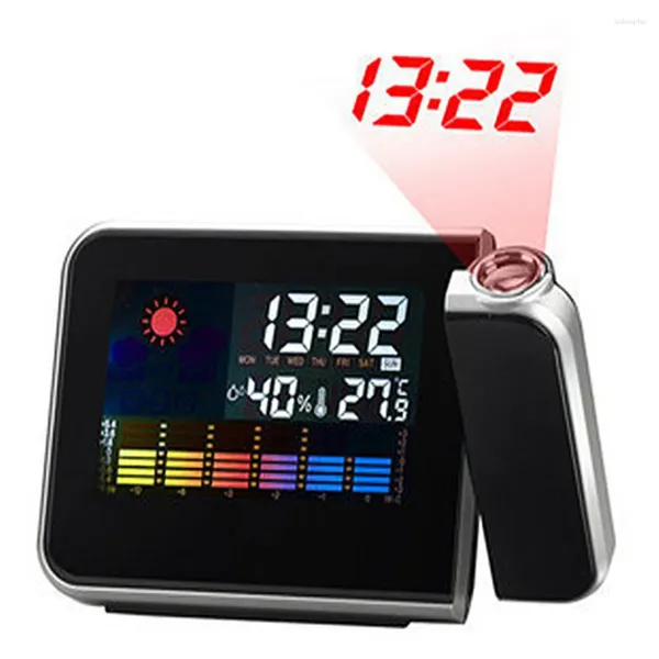 Tischuhren Wetter LCD Digital Wecker Projektion Hintergrundbeleuchtung LED Farbdisplay Projektor Snooze Stunden Home Decor