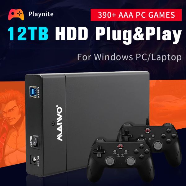 Konsolen AAA Große Spielekonsolen 12 TB HDD mit 400 AAA PC-Spielen Playnite System Externe Festplatte PlugPlay für Windows PC/Laptop