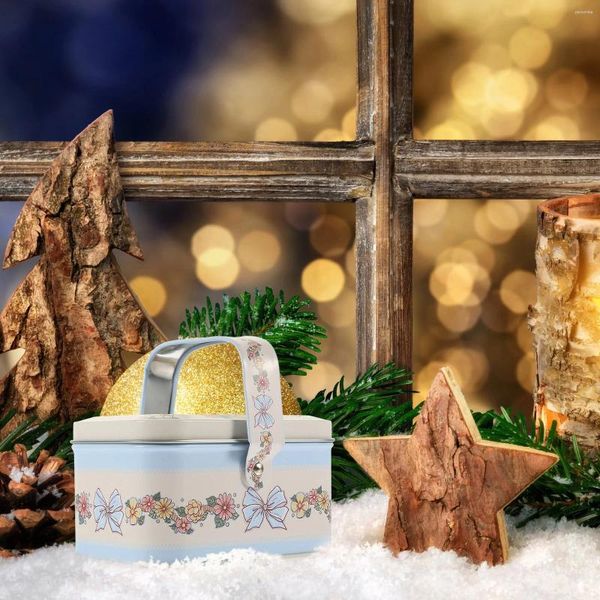 Bottiglie di stoccaggio Barattoli di caramelle Confezione regalo di Natale Scatola di latta Biscotti Alce Contenitore per vacanze Scatole con coperchi