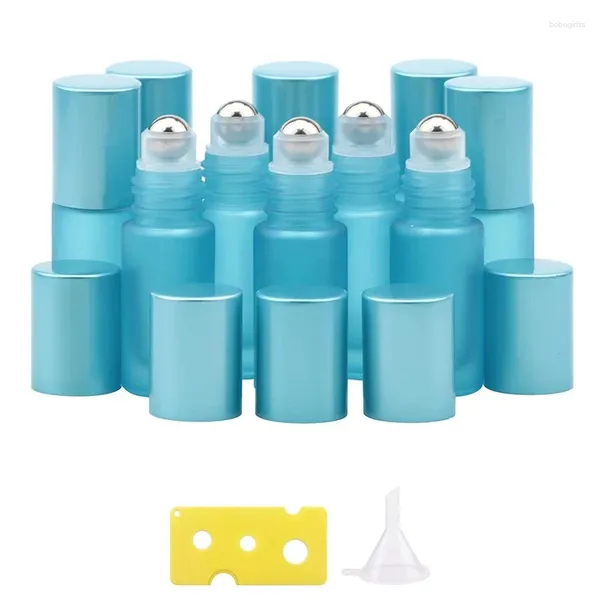 Vorratsflaschen 10 Stück 5 ml nachfüllbare Milchglas-Rollfläschchen, Edelstahlkugel und Aluminium-Flasche für ätherische Öle, Parfüm