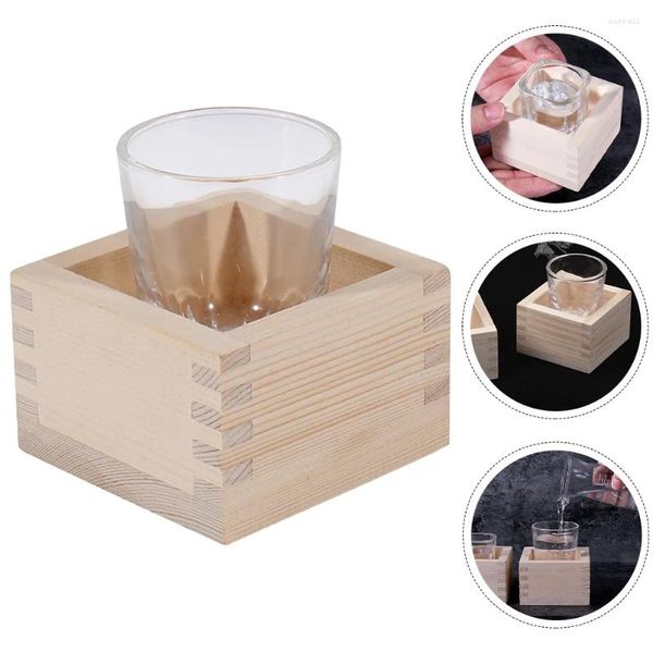 Bicchieri da vino 1 set di tazze da sake Tazza da saki in vetro giapponese con scatola di legno Tè tradizionale per l'estetica domestica