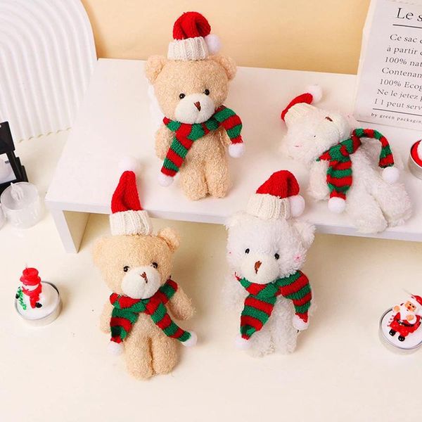 Chaveiros Urso de pelúcia de Natal Bonito Animal Teddy Kawaii Macio Stuffed Dolls Saco Pingente Chaveiro Árvore para Presente de Menina