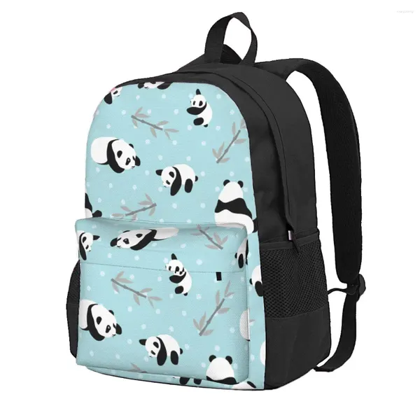 Sacos de armazenamento Mochila Panda e Folha Casual Impresso Escola Livro Ombro Viagem Laptop Bag para Mulheres Mens