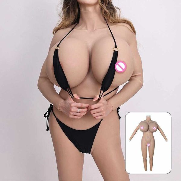 Almofada de mama Silicone Bodysuit Boobs Enormes S Cup e Vagina Falsa Masculino para Feminino Shapewear com Braços ou Cosplay Drag Queen Sissy Shemale 240330