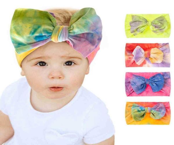 Children039s tie dye fascia elastica a tesa larga fasce per bambina fascia per capelli ragazze archi per capelli clip accessori fasce per la testa per c1078710