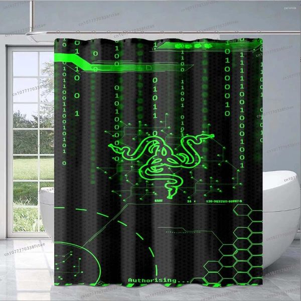Chuveiro cortinas jogo razer logotipo cortina verde dos desenhos animados adulto criança banheiro moda decorativa presente de aniversário