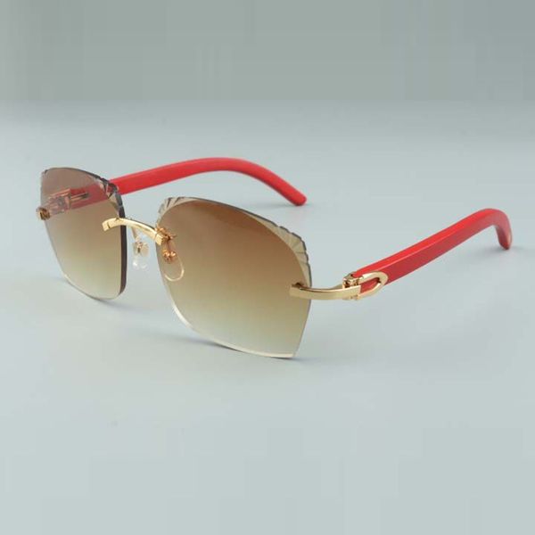 Лидер продаж, модные высококачественные солнцезащитные очки с линзами красного цвета из натурального дерева, 8300916, очки, размер: 58-18-135 мм