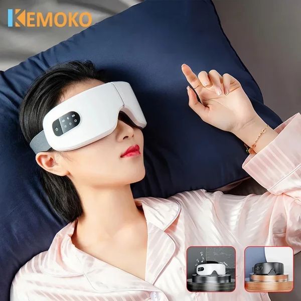 Massageador de olhos aquecido elétrico inteligente airbag vibração instrumento de cuidados com os olhos com bluetooth tensão ocular alívio de enxaquecas melhora o sono 240322