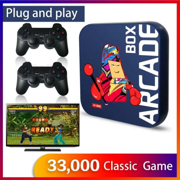 Consoles Arcade Box Game Console para PS1 / DC / Naomi 64GB Clássico Retro 33000 + Jogos Super Console 4K HD Display no monitor do projetor de TV