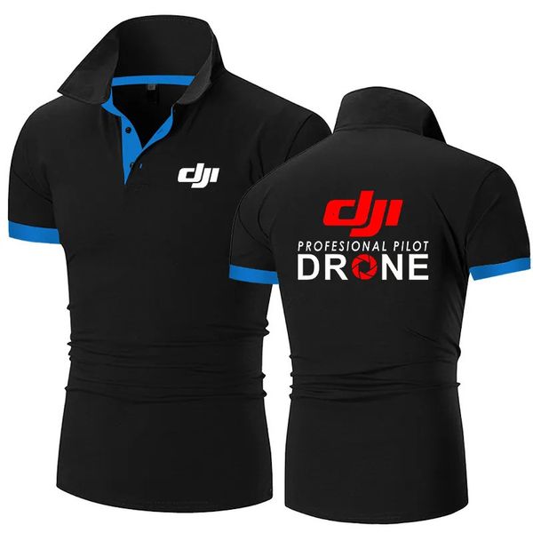 Dji Professional Pilot Drone Bedrucktes Sommer-Herren-Poloshirt, lässig, hochwertige Baumwolle, kurze Ärmel, klassische Tops, T-Shirts 240401