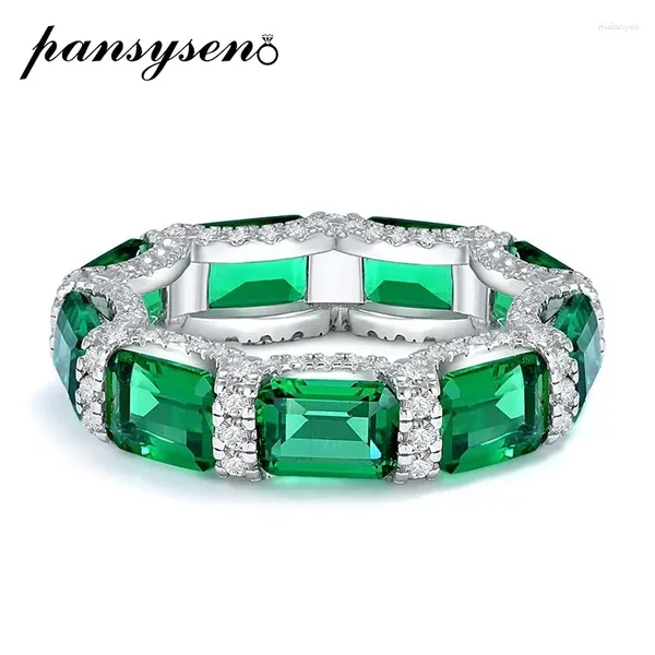 Cluster Ringe Pansysen Vintage 925 Sterling Silber 1ct Smaragd High Carbon Diamant Jubiläumsfeier für Frauen Feinschmuck Großhandel