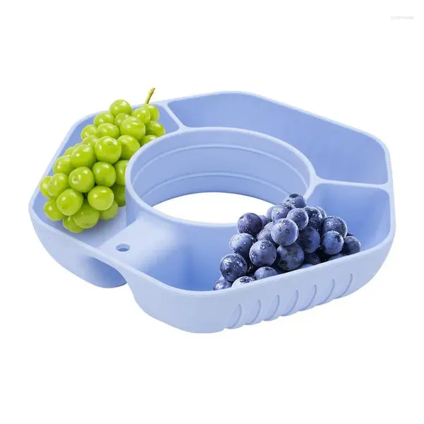 Placas Silicone Snack Ring Bowls Bowls Lavagem de louça Supplies Entering Supplies para caminhada para carros Picnicing Home