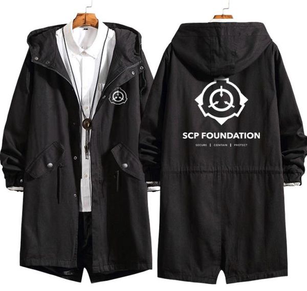 Men039s trench coats scp seguro contém proteger trajes cosplay mulheres homens longos hoodies casaco moletom jaqueta top2300234