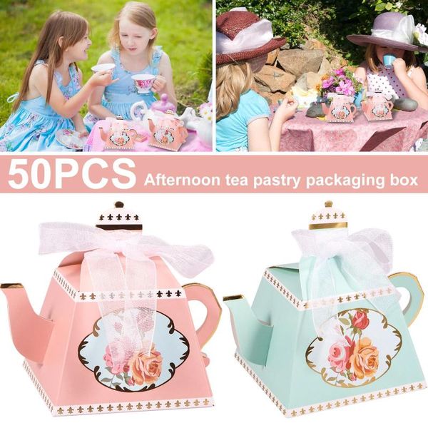 Wrap regalo 50pcs teiera Candy Box Vintage Floral Reusable Mini Bags Present Decorativo per la festa di nozze