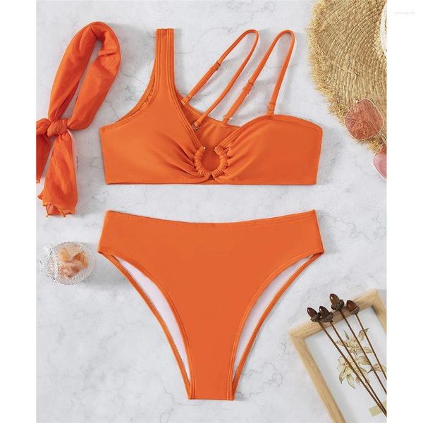 Kadın Mayo Asimetrik Eşarp Bikini ile Kadın Mayo İki Parça Set Orta Bel Bater Mayo Takım Lady K3297