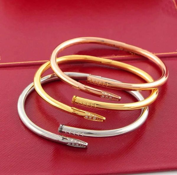 Bracciale in oro amore Bracciale per unghie Braccialetti firmati per donna Bracciale in lega di acciaio inossidabile da uomo Pulsera Pulseras placcato oro argento rosa gioielli braccialetti di diamanti4