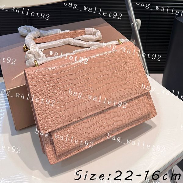 Bolsa Crossbody Mulheres Bolsas Ombro Bolsa Designer Luxo Bolsa Rosa 22-24cm Corrente de Ouro ou Prata Plain PU Carta Couro Sintético Presentes de Verão Moda Sacos de Noite