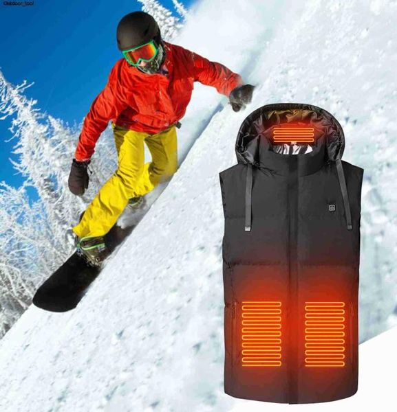 Novo 7 lugares colete aquecido jaqueta usb das mulheres dos homens aquecimento roupas térmicas caça inverno moda calor preto m4xl4404569