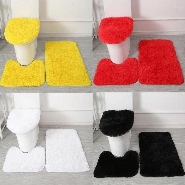 Capas de assento do toalete 1 conjunto banheiro absorvente tapete decoração anti deslizamento kit tapete cobertores lança chuveiro tapetes decoração