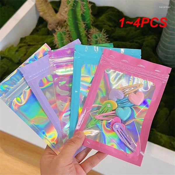 Sacos de armazenamento 1-4pcs jóias varejo disponível em múltiplas cores ilusória cor laser cartão manga auto selagem saco plástico colorido