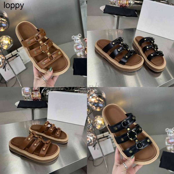 Neue 24SS-Designer-Sandalen für Damen, Hausschuhe, pflanzlich gegerbtes Rindsleder, Freizeitschuhe mit flachem Boden, Freizeit-Sandale, Sommer, Outdoor, Strand-Hausschuhe