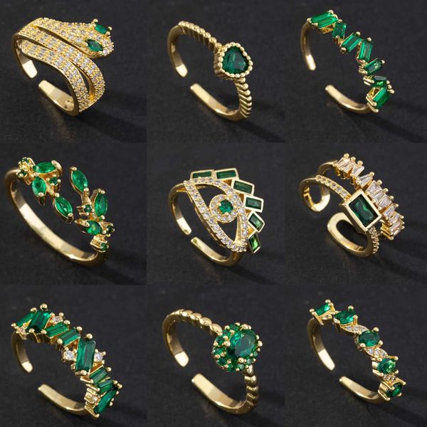 Anello Nonna Verde Occhi Zirconi Anello in Metallo a Forma di Serpente Anello di Apertura Elegante dal Design Unico