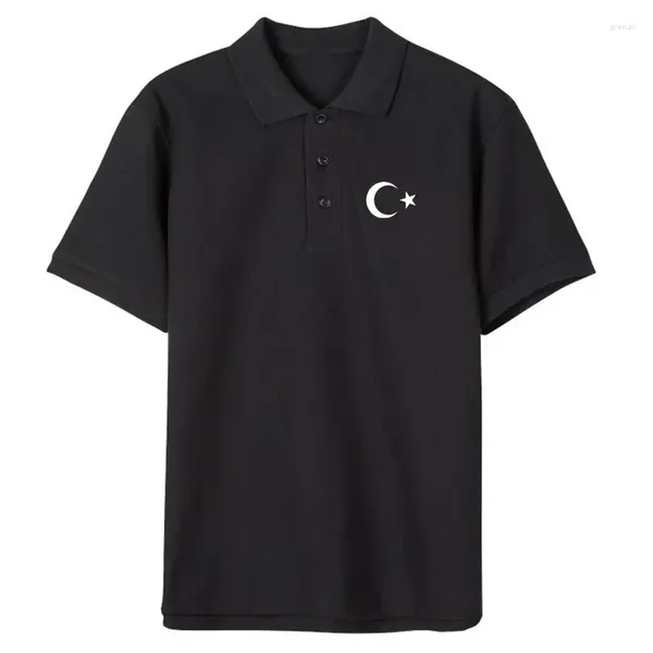 Erkek Polos Yaz Moda Sıradan Pamuk Polo Gömlek Türkiye Bayrak Baskı Kısa Kollu Erkek Kadın Gömlek