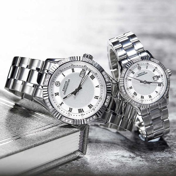 Modische, luxuriöse, brandneue, automatische, mechanische Uhr mit Kalender und wasserdichter Uhr für einen Mann und eine Frau