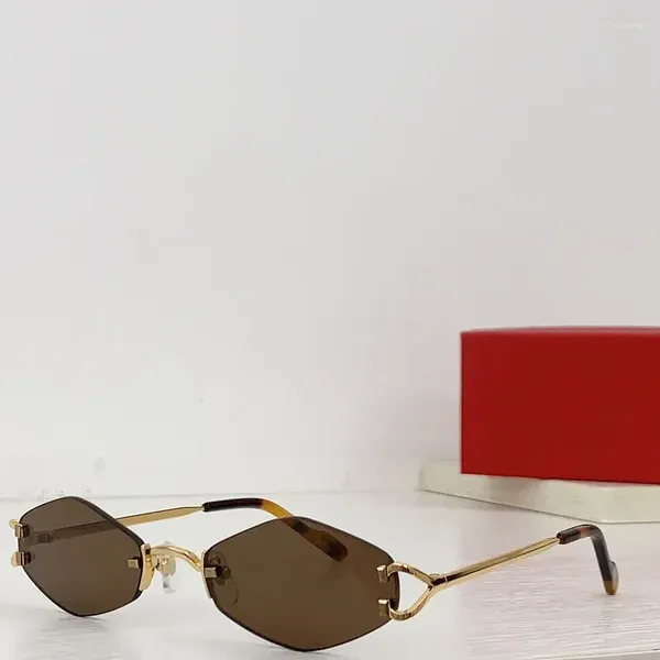 Óculos de sol de alta qualidade em forma de diamante moda metal irregular chapéu chapéu óculos masculino feminino lentes coloridas