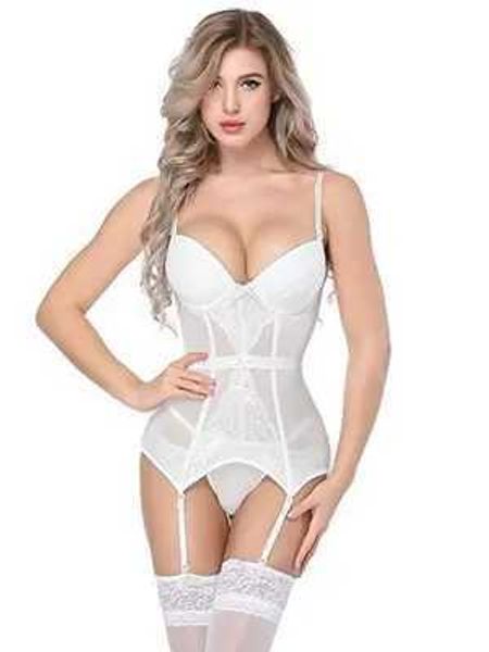 Tropt sexy calze sexy calze set di bretelle set da donna corsetto in pizzo con corsetto con corsetto abito da trasporto bianco Lingerie sexy Lingerie 2404101