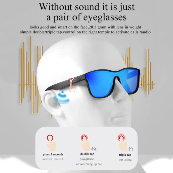 Наушники Умные очки Беспроводные стерео Bluetooth-совместимые солнцезащитные очки Солнцезащитные очки для езды на велосипеде с микрофоном Громкая связь Аудиогарнитура ГОРЯЧИЕ