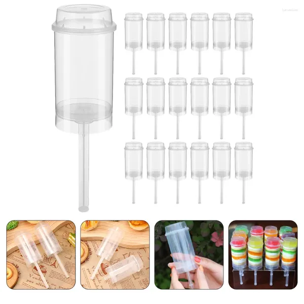 Tigelas 40 Pcs Push-up Pops Bolo Recipientes Tampa Barril Cupcake Shooter Grau PP Bulk Redondo Foi