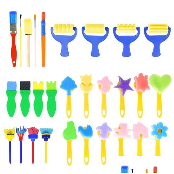 Disegno Pittura Forniture 29 Pezzi Set Bambini Bambino Spugna Timbro Pennello Ding Giocattoli Garten Educativi Fai da te Arte Artigianato Iti Creatività Bambini Dhydj