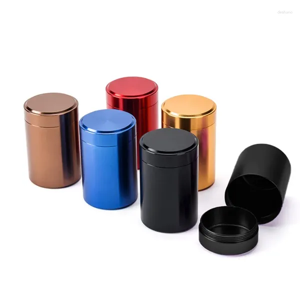 Aufbewahrungsflaschen 1 stück Mode Mini Aluminium Gerade Teedose Box Kleine Reise Versiegelt Tragbare Kaffeebehälter Glas