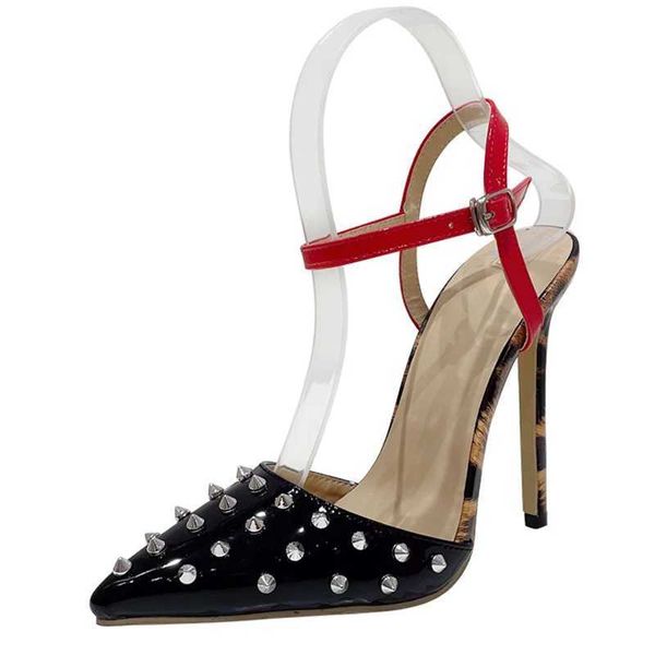 Elbise ayakkabıları yeni tasarım metal ayak parmağı stiletto sandalet kadın pompalar seksi leopar baskı yüksek topuklu parti elbise ayakkabı boyutu 35-42 h240401r824