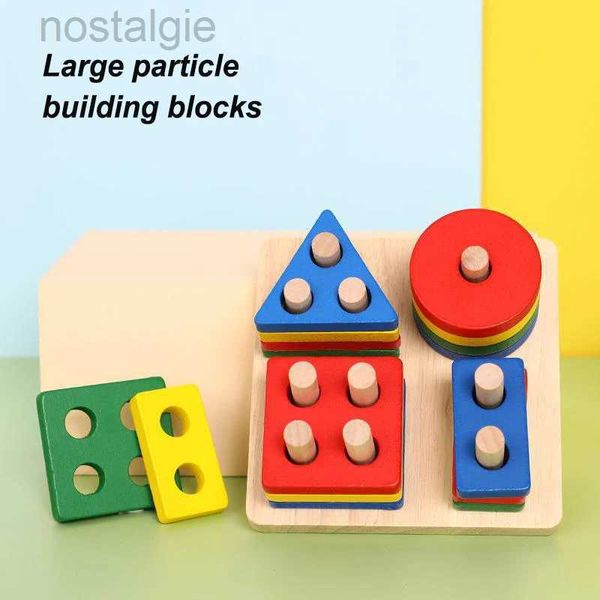 Blocos 1-3 anos de idade blocos de construção de madeira montessori brinquedo macaron cor forma geométrica correspondência brinquedo educativo presente do bebê 240401