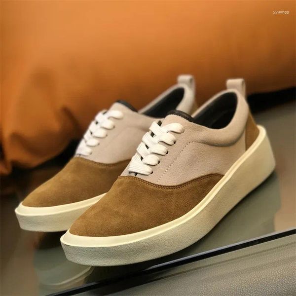 Scarpe Casual Design Uomo Vera Pelle Stringate Appartamenti per Esterni Sport Street Trendy Board Sneakers di Lusso 2A