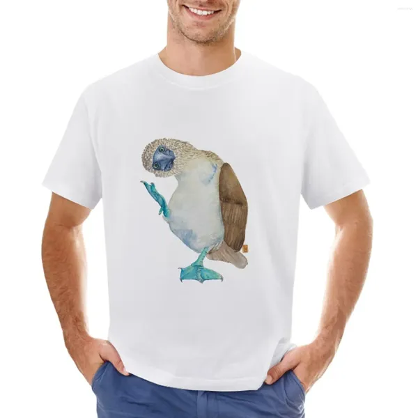 Erkek Polos Mavi Ayak Booby Dance T-Shirt Bluz Yaz Top Kısa Kollu Tee Mens Vintage T Shirt