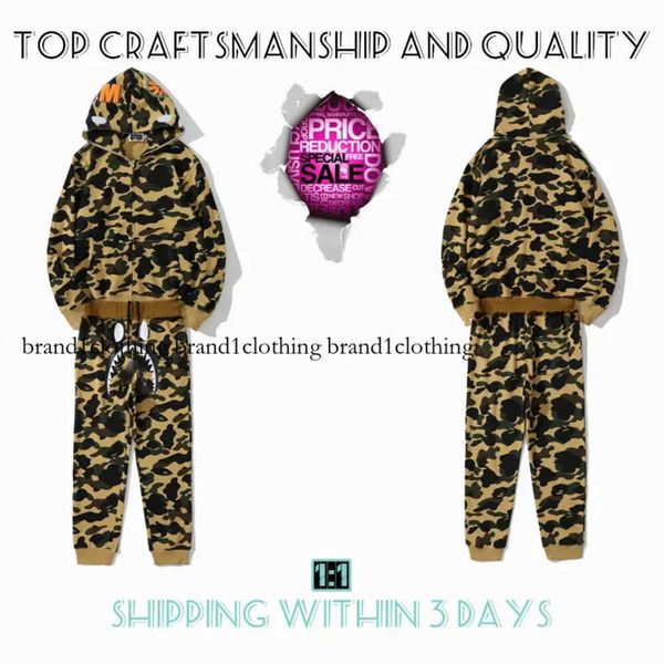 S Top Handwerkskunst Herren Hoodies Anzug Designer Jacke Hai Pullover Tiger Full Zip Hoodie Farbe Haruku Sweatshirt Mode Co-Branding Camouflage Hoodys 1-