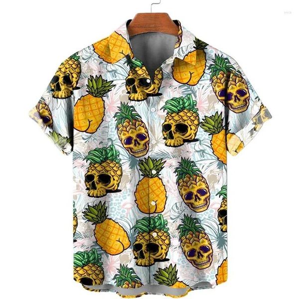 Männer Casual Hemden Ananas Obst Hawaiian Zitrone 3d Druck Männer Mode Blusen Strand Camisas Sommer Berufung Revers Hemd