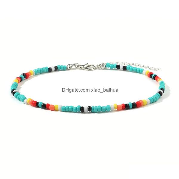 Tornozeleiras artesanais trançadas mini arco-íris áfrica grânulo boho tornozeleira para mulheres estilo preppy estética verão praia jóias drop entrega otnko