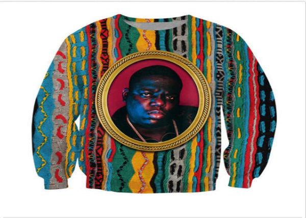 Yeni Moda Kadınmenler Biggie Smalls Karakter Komik 3D Casual Crewneck Sweatshirt Tops artı boyut ZMQ0218459936