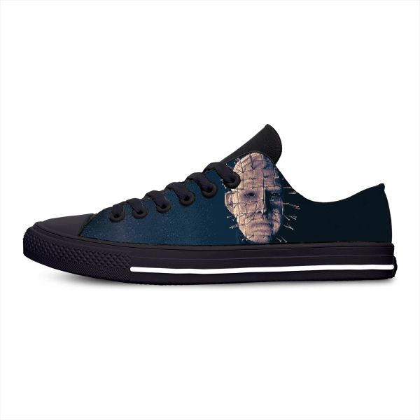 Sapatos hellraiser filme pinhead horror assustador halloween sapatos de pano casual tampo baixo tampo lúcio respirável 3d impressão masculina tênis de mulheres tênis