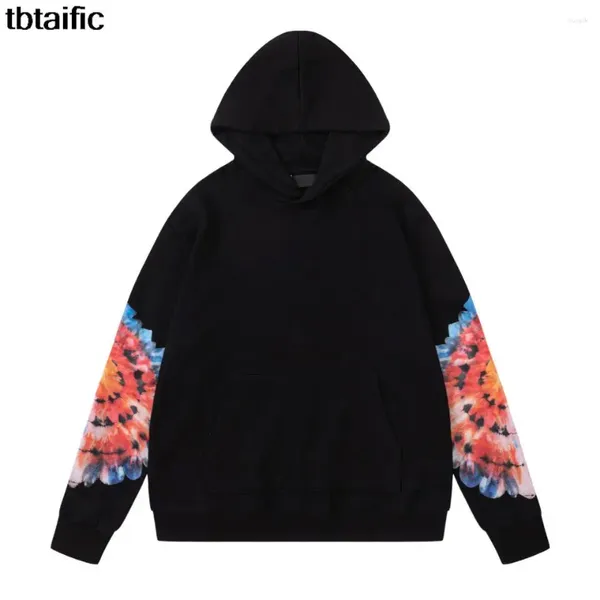 Felpe con cappuccio da donna Felpa semplice allentata casual con fiori ricamati con parole Decorazione multicolore Nero Taglie S-XL per uomo e donna