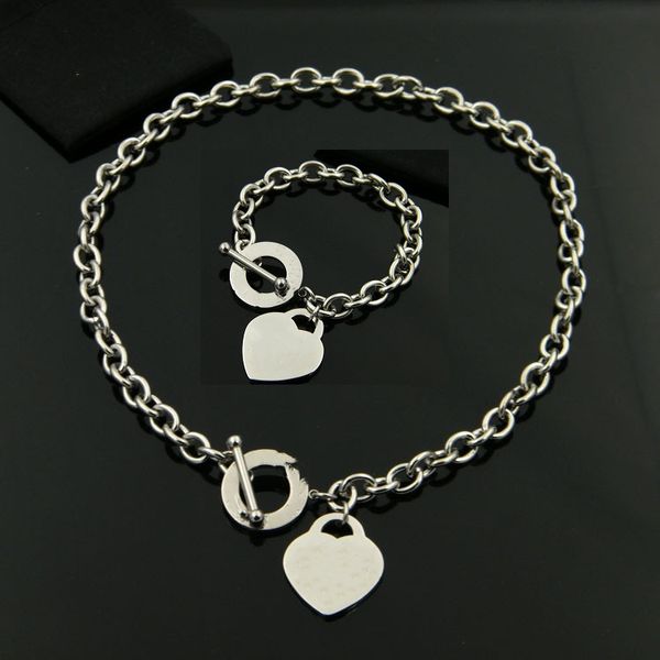 Designer 2 em 1 amor colar pulseira presente de natal coração colar/pulseira conjunto casamento declaração jóias coração pingente colares pulseira conjuntos