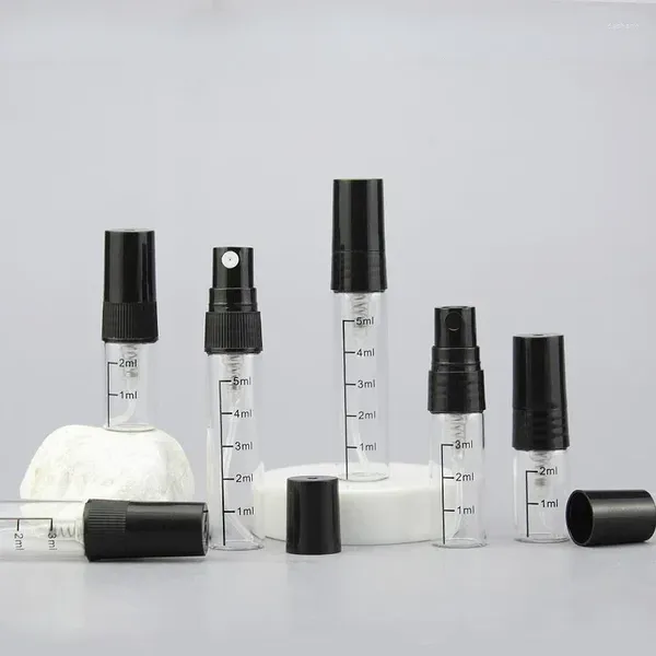 Frascos de armazenamento 2ml 3ml 5ml Limpar Graduado Frasco de Perfume Spray Vidro Vazio Cosméticos Amostra Líquido